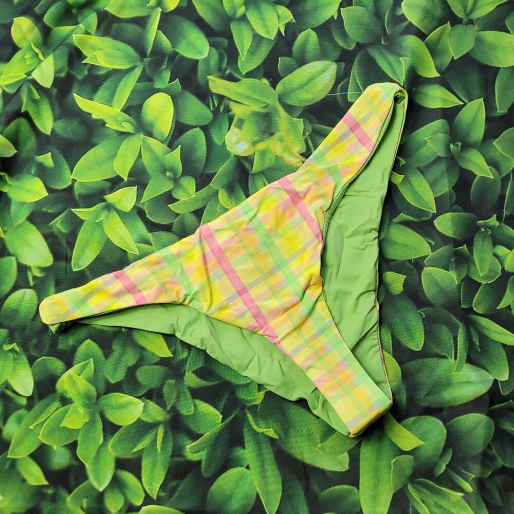 NWT Dippin' Daisy's Reversible Nocturnal Plaid Bikini Bottom size Large